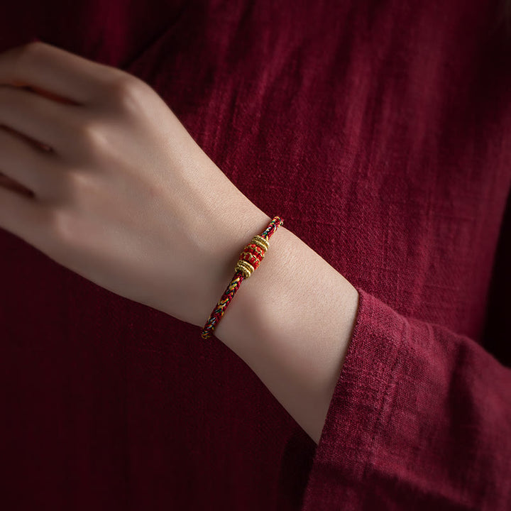 Bracelet en corde tressée fait main en Buddha Stones du zodiaque chinois du Tibet