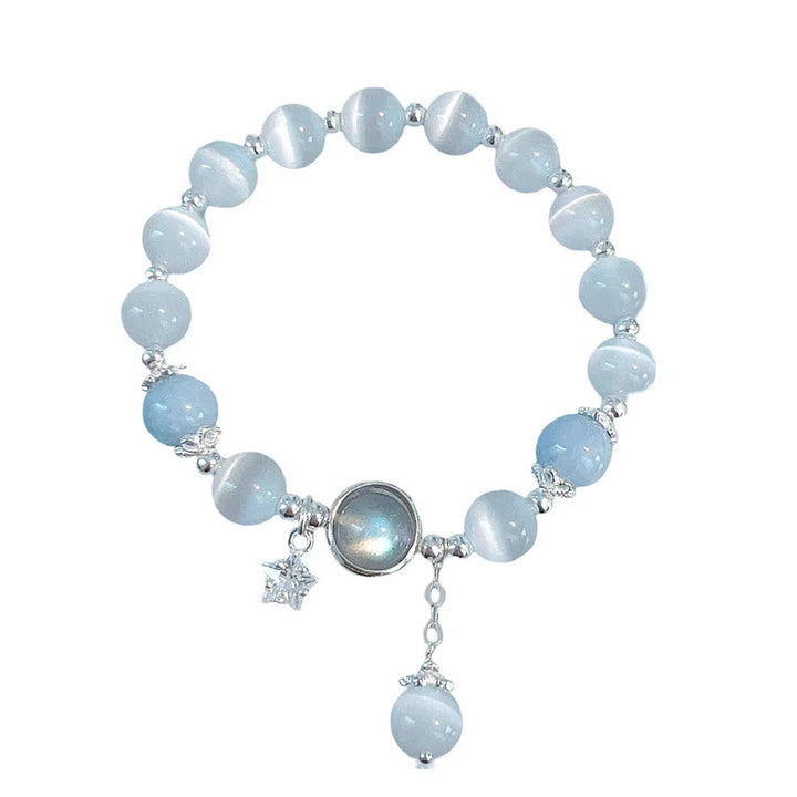 Bracelet de soutien à breloques en forme d'étoile, de papillon et de pierre de lune avec œil de chat et Buddha Stones