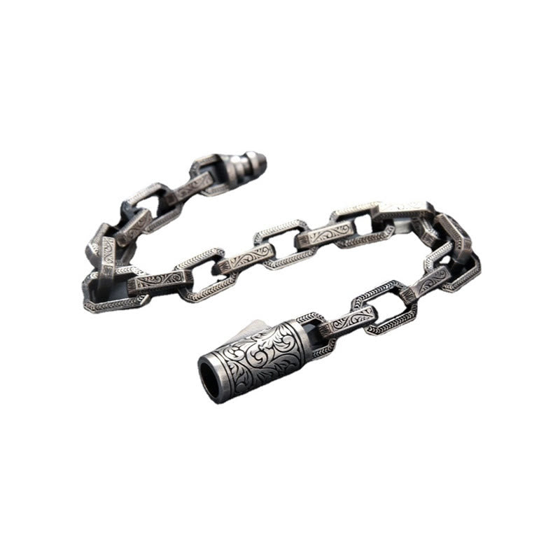 Bracelet énergétique porte-bonheur gravé avec motif floral de la dynastie Tang vintage Buddha Stones
