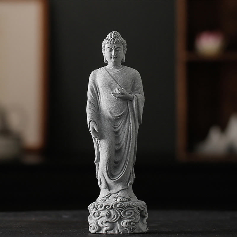 Buddha Stones Méditation Bouddha Nuages ​​de bon augure Design Sérénité Décoration de la maison - Bouddha 6*6*20cm - image 0