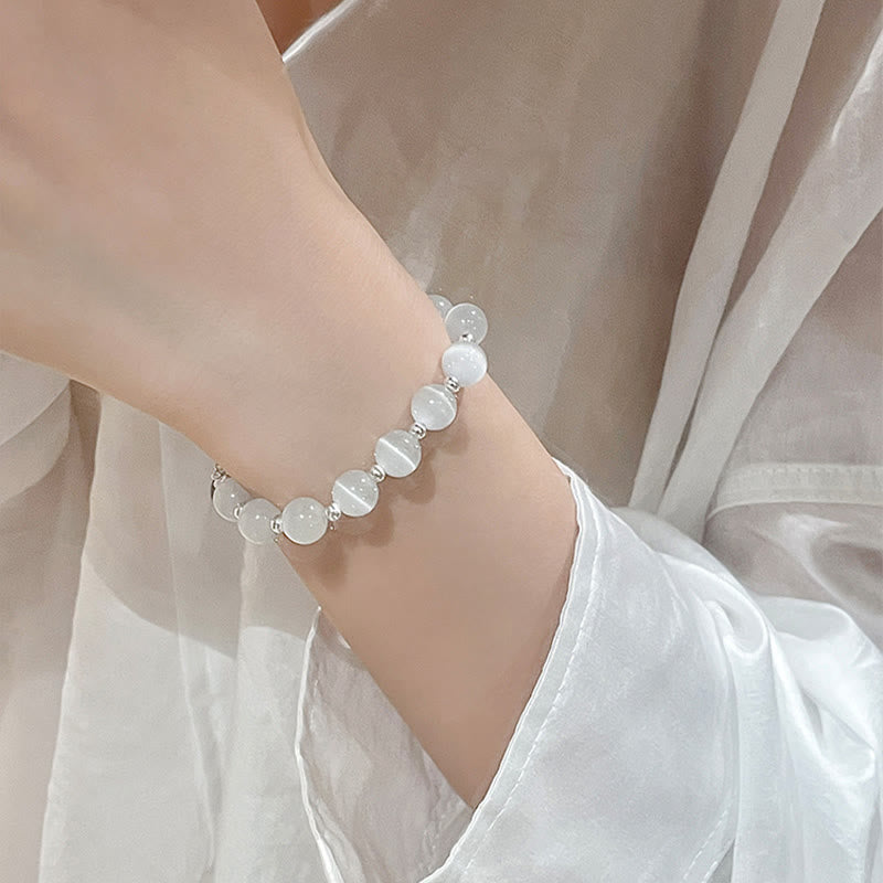 Bracelet de soutien PiXiu en pierre de lune œil de chat naturelle et quartz fraise de Buddha Stones