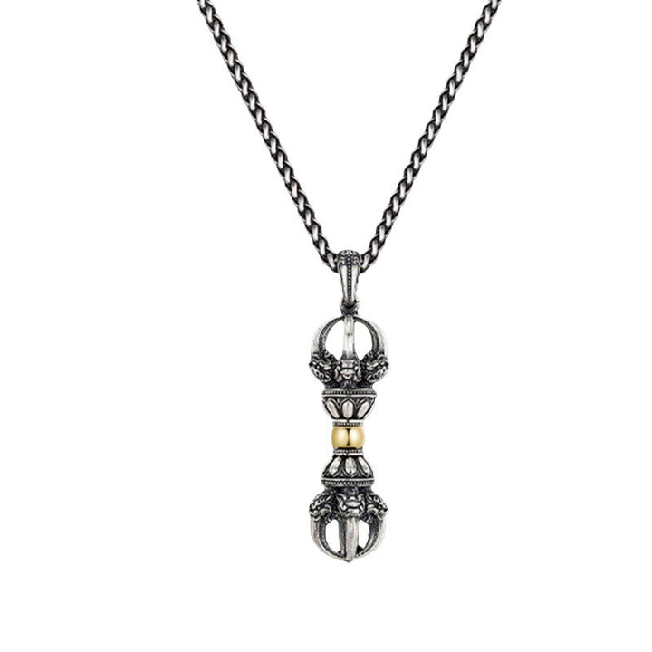 Collier pendentif tibétain en Buddha Stones avec motif Dorje Vajra