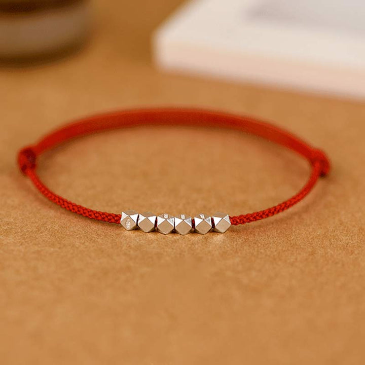 Bracelet de cheville tressé en argent sterling 925 Buddha Stones rouge