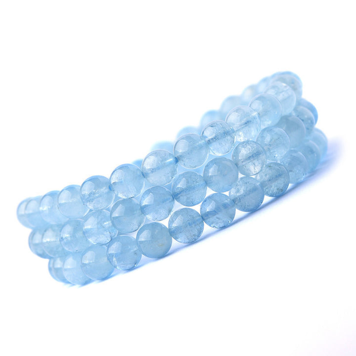 Bracelet de guérison de la paix en aigue-marine naturelle de Buddha Stones