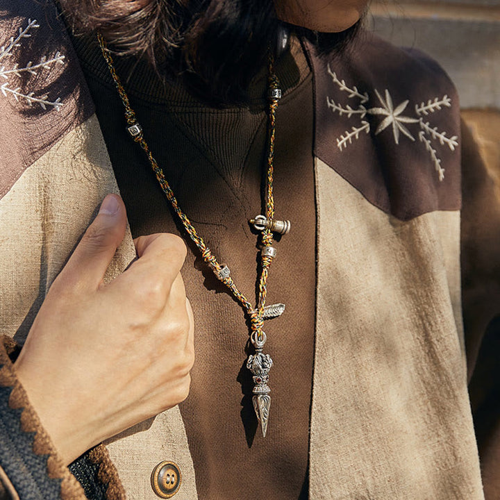 Collier pendentif en argent sterling 925 fait à la main avec Buddha Stones Dorje Vajra Om Mani Padme Hum Feather Strength - image 12