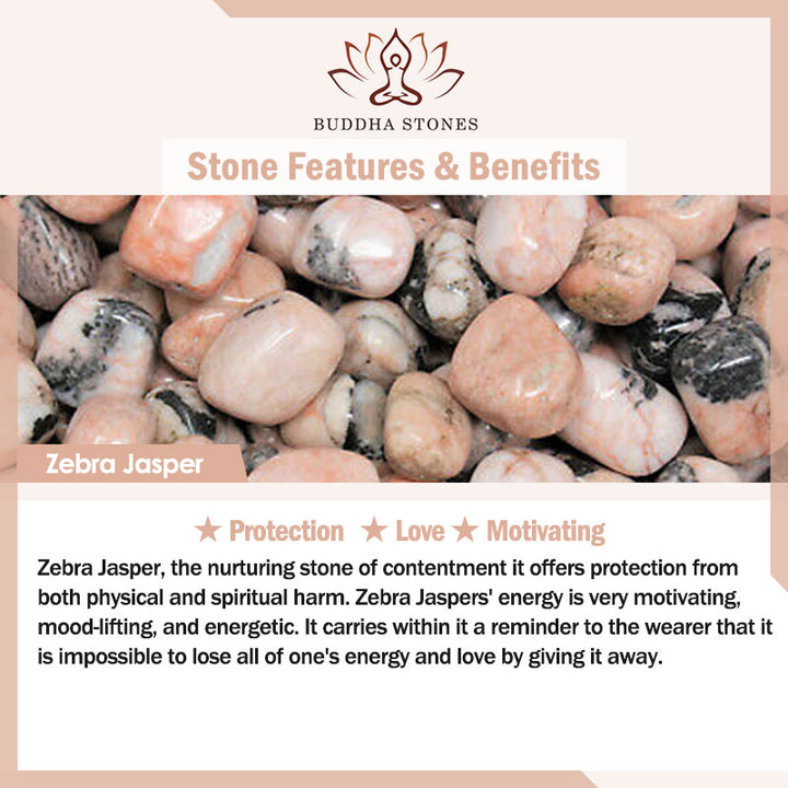 Bracelet de perles en jaspe zèbre en cristal de guérison de l'anxiété et du stress Buddha Stones
