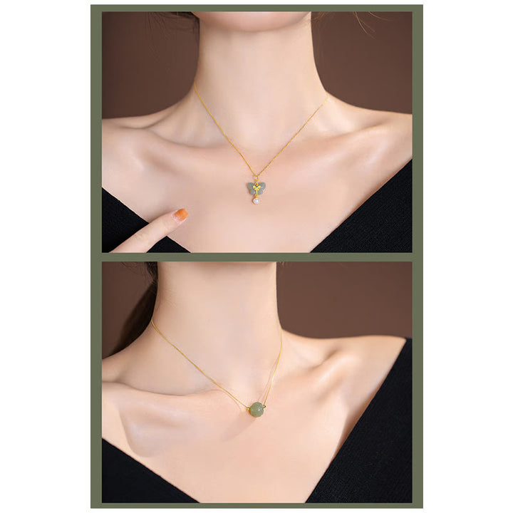 Collier pendentif papillon Bouddha rieur en argent sterling 925 avec jade Hetian naturel cyan - image 35