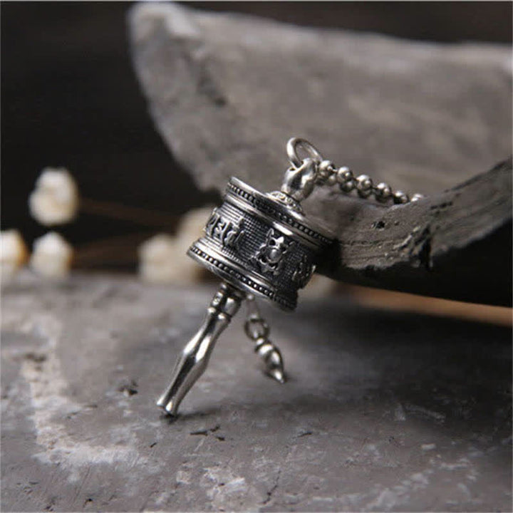 Collier pendentif rotatif en argent sterling 925 Buddha Stones et roue de prière Om Mani Padme Hum - image 3