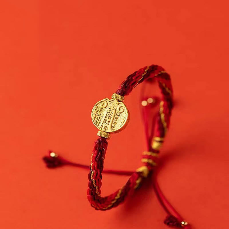Bracelet tressé fait main en corde de protection avec nœud de réincarnation et Buddha Stones, cinq directions, dieux de la richesse