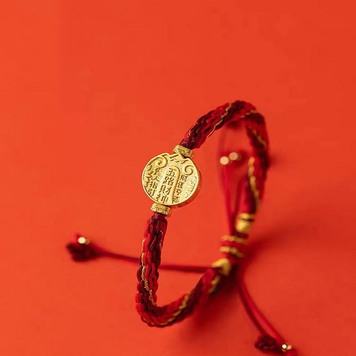 Bracelet tressé fait main en corde de protection avec nœud de réincarnation et Buddha Stones, cinq directions, dieux de la richesse