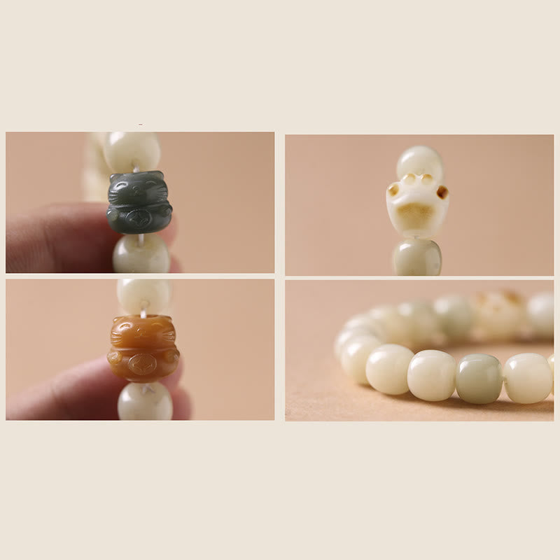 Bracelet de paix en forme de patte de chat avec graines de Bodhi et chat porte-bonheur en Buddha Stones - image 11