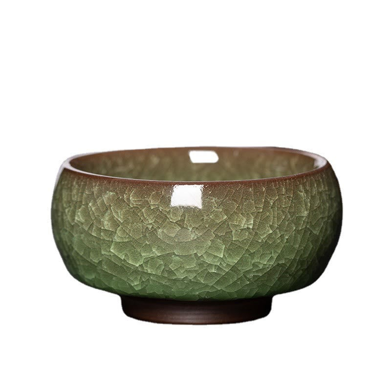Tasse à thé en porcelaine avec motif de fissures de glace verte chinoise en Buddha Stones , tasse à thé Kung Fu