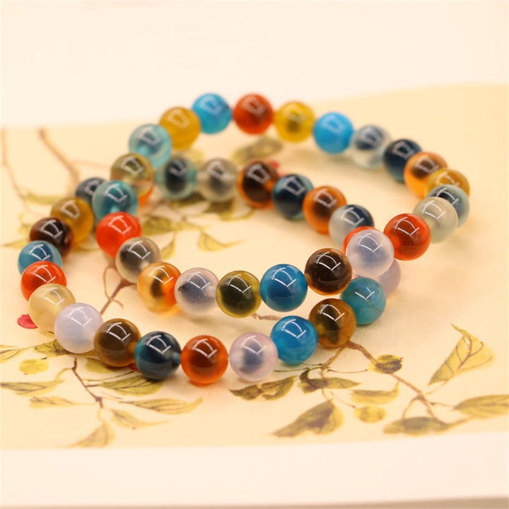 Bracelet de perles de guérison en agate bonbon colorée