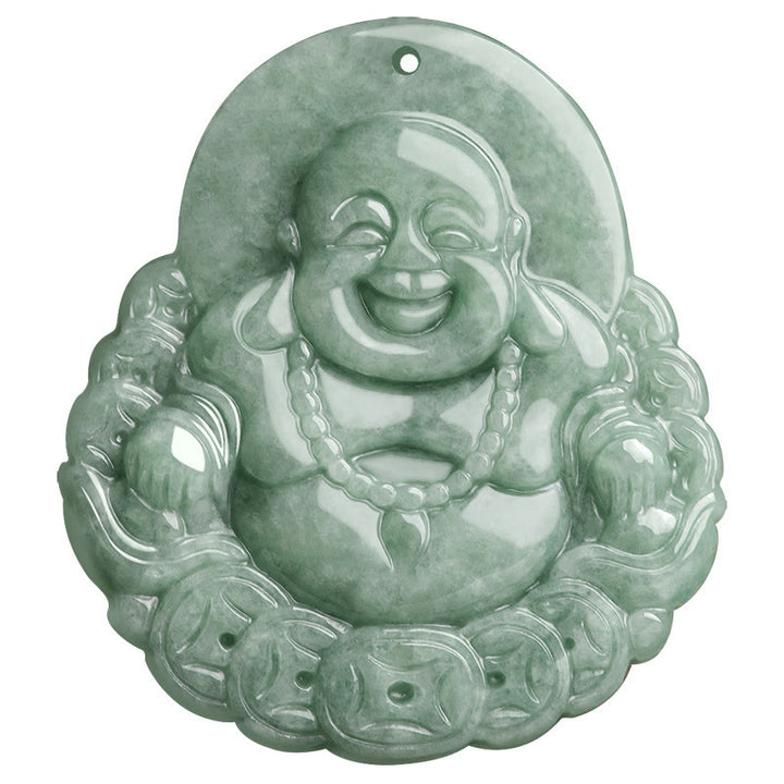 Collier pendentif en jade naturel et cuivre Bouddha rieur Buddha Stones de Bouddha - image 9