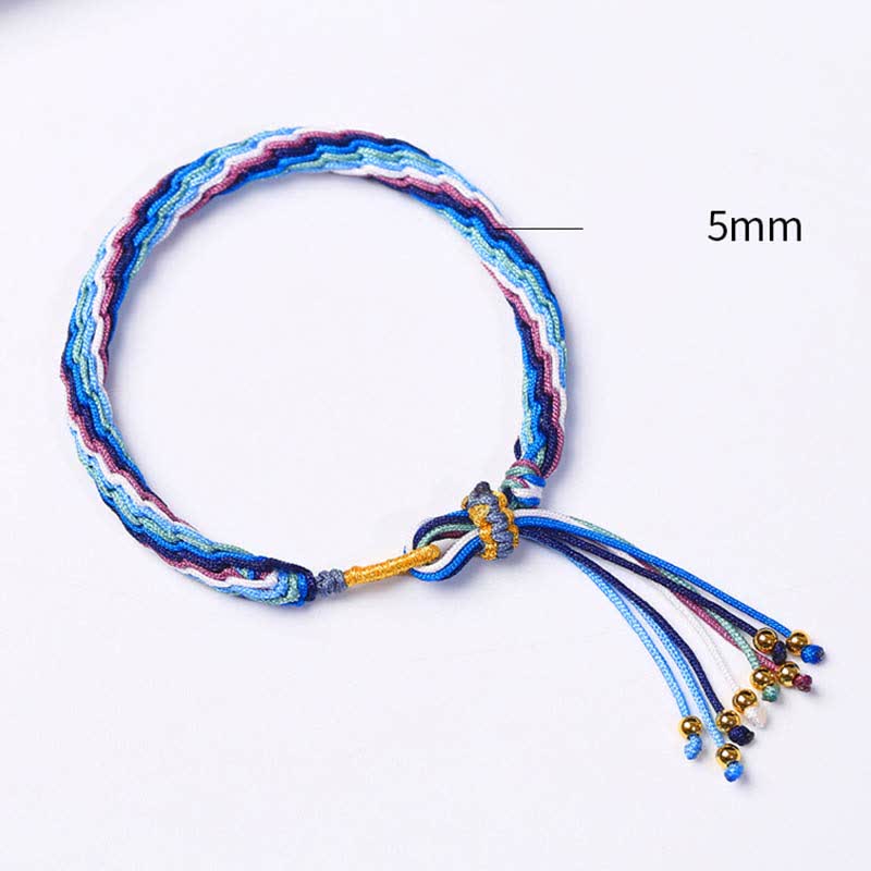 Bracelet tressé de protection avec cordon porte-bonheur et nœud de réincarnation