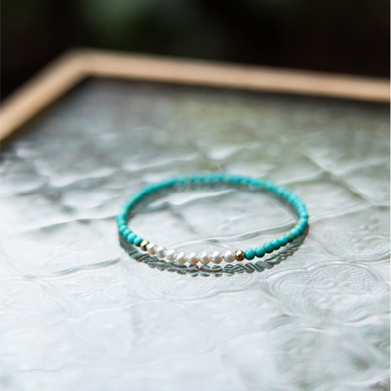 Bracelet en perles de turquoise naturelles en argent sterling 925 de Buddha Stones - image 12