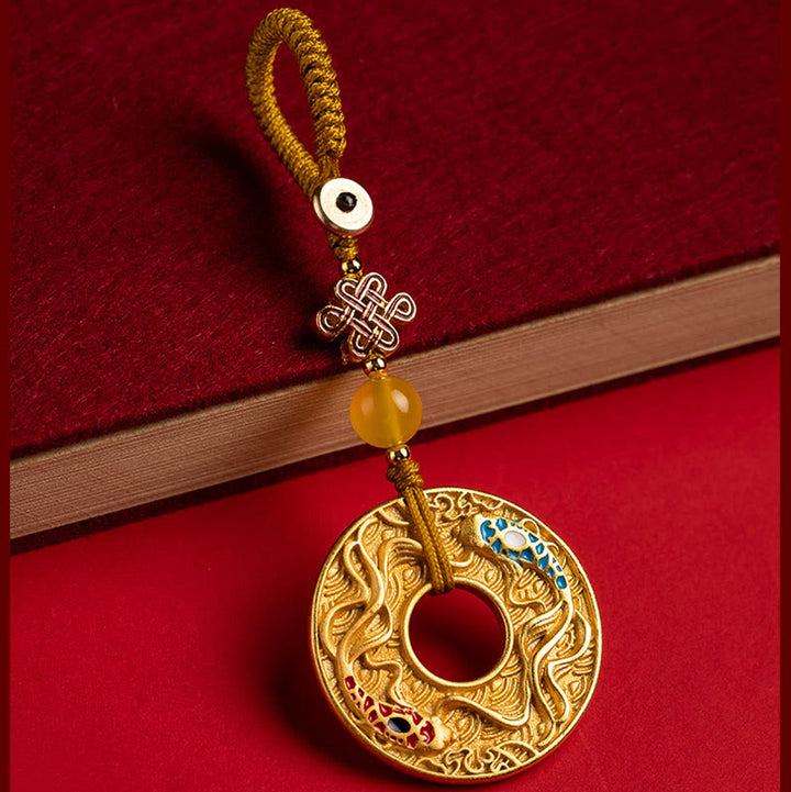 Porte-clés Buddha Stones Double Koi Fish Peace Buckle Wealth Luck