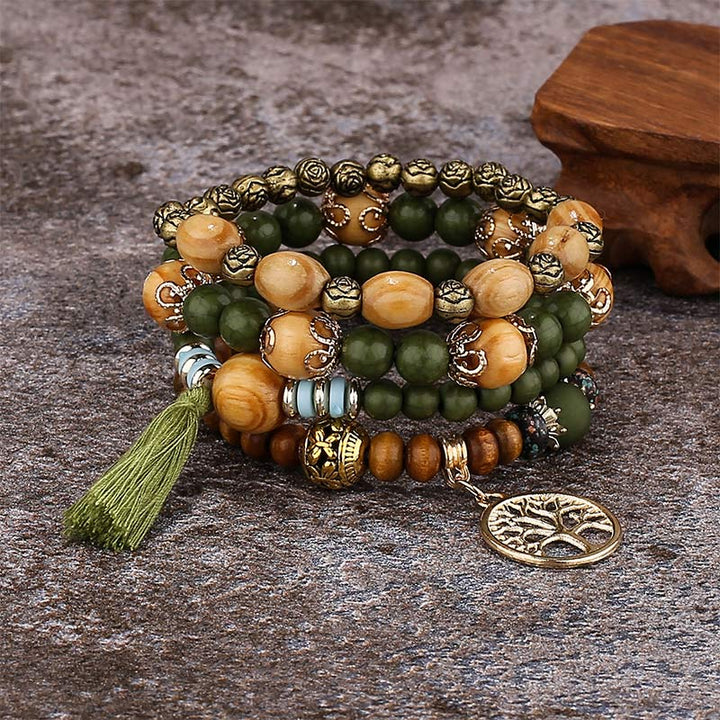 Bracelet de guérison à pampilles en bois de wengé