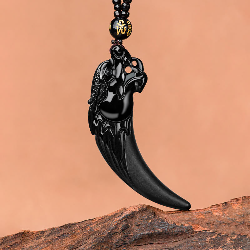 Buddha Stones pendentif de protection en jade noir naturel avec motif de dent de dragon du zodiaque chinois - image 6