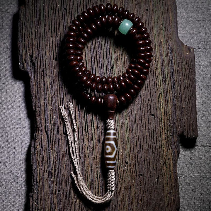 Buddha Stones Bracelet d'harmonie Dorje en cuivre avec 108 perles de Mala en perles de Bodhi violettes à trois yeux