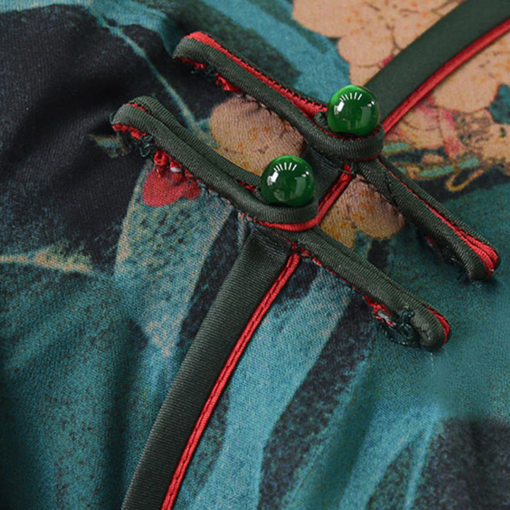 Robe Qipao à imprimé floral rose vintage Buddha Stones pour femme - image 6