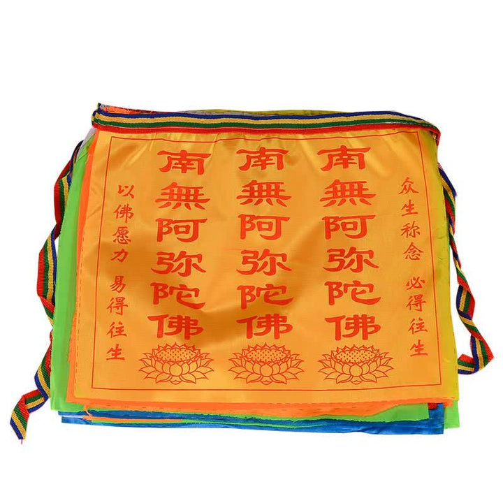 Buddha Stones Drapeau de prière tibétain à 7 couleurs, symbole du cheval du vent et du lotus, pour l'extérieur (21 pièces). - image 8