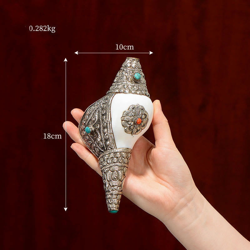 Coquillage de conque tibétain naturel Shankha, décoration porte-bonheur pour la maison - Shankh moyen 18*10cm - image 3