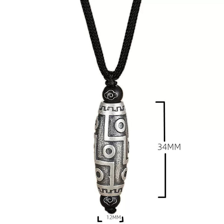 Collier pendentif en cuivre avec perles dzi à neuf yeux en Buddha Stones du Tibet, nuages de bon augure et de richesse