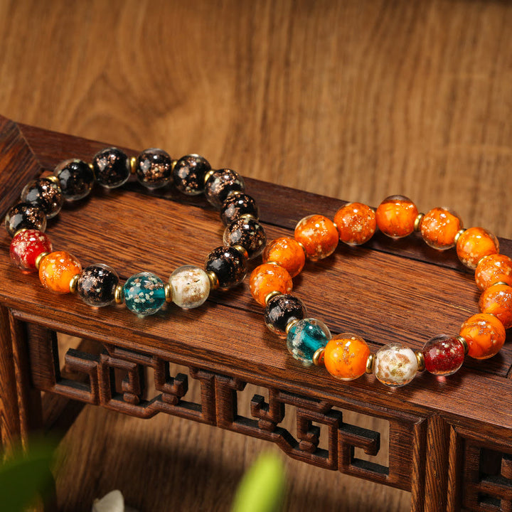 Bracelet porte-bonheur en perles de verre Liuli lumineuses Buddha Stones