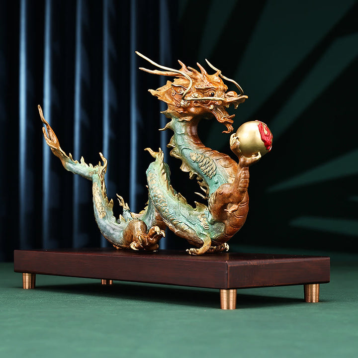 Buddha Stones Année du Dragon Dragon de Bon augure Laiton Cuivre Chance Succès Décoration de Bureau