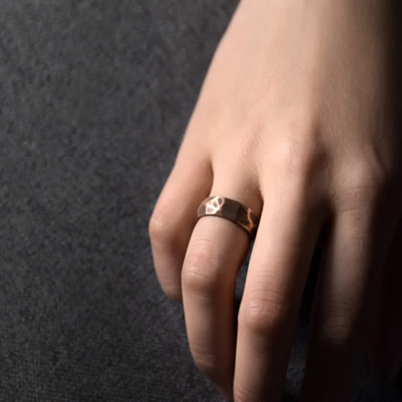 Bague de richesse en cuivre au design simple et tibétain avec Buddha Stones - image 12