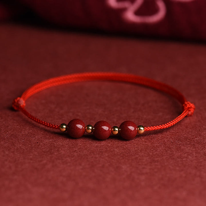 Bracelet de cheville en perles de cinabre porte-bonheur naturelles en Buddha Stones