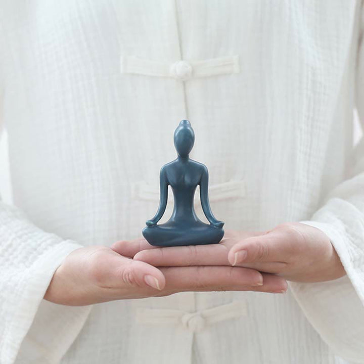 Exercice de méditation de yoga abstrait Céramique Figurine spirituelle Sculpture Décoration - Bleu - Méditation - image 0