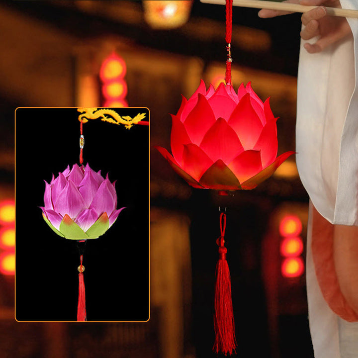 Lampe à pompon en forme de lanterne en forme de Buddha Stones et de fleur de lotus à faire soi-même
