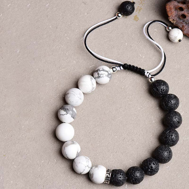 Bracelet de protection en pierre de lave Yin Yang Buddha Stones