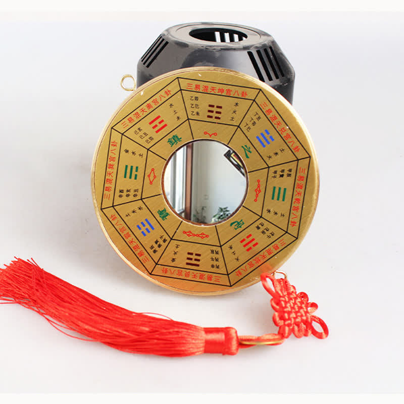 Carte Feng Shui Bagua Pièce de cuivre Nœud chinois Carte énergétique d'équilibre