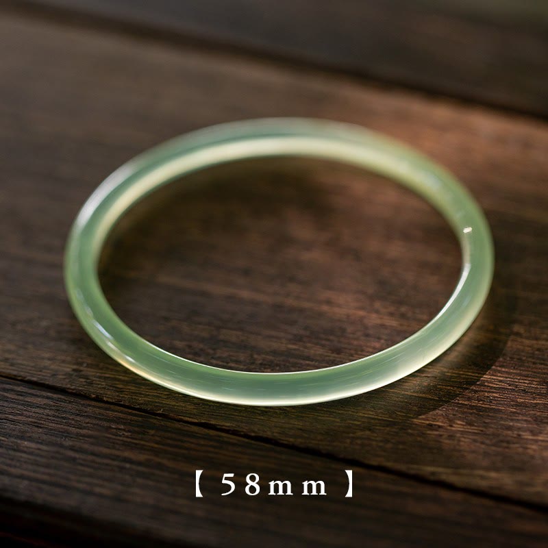 Bracelet manchette force courage en calcédoine verte naturelle Buddha Stones