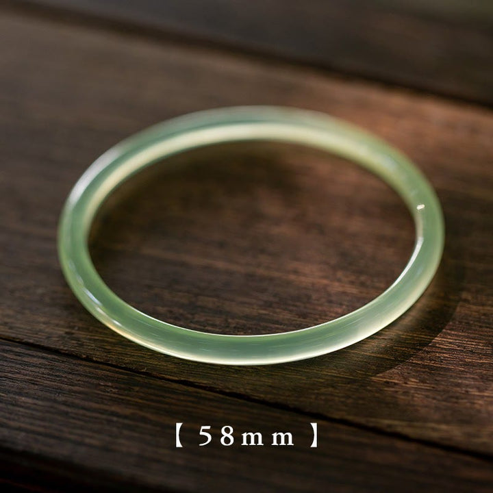 Bracelet manchette force courage en calcédoine verte naturelle Buddha Stones
