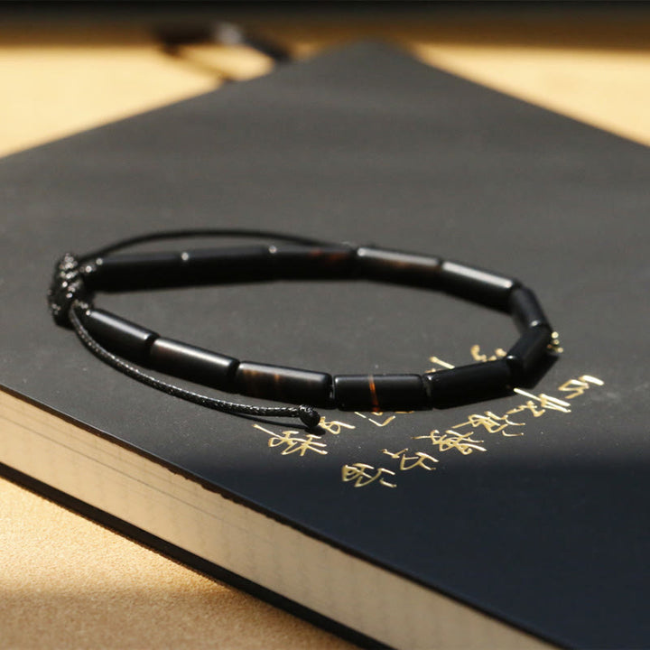 Bracelet de protection et de soutien en perles d'onyx noir Buddha Stones