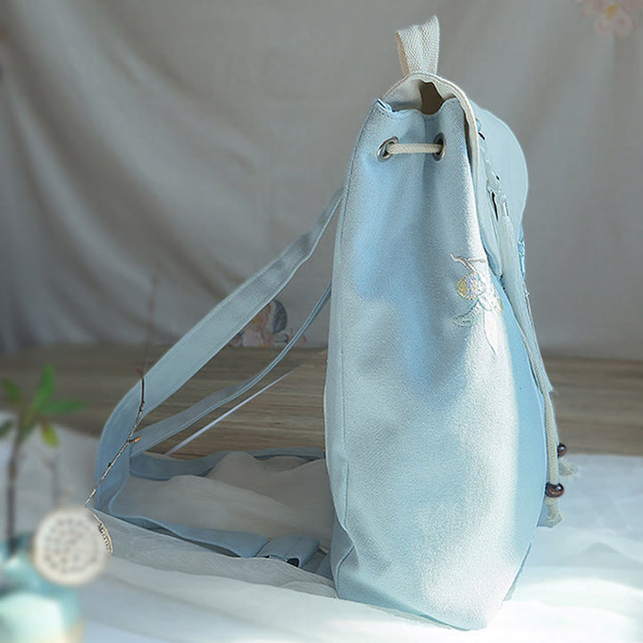 Sac à dos en toile de grande capacité brodé à la main avec Buddha Stones