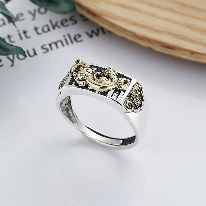Bague ajustable en argent sterling 925 Buddha Stones PiXiu Luck Wealth - image 1