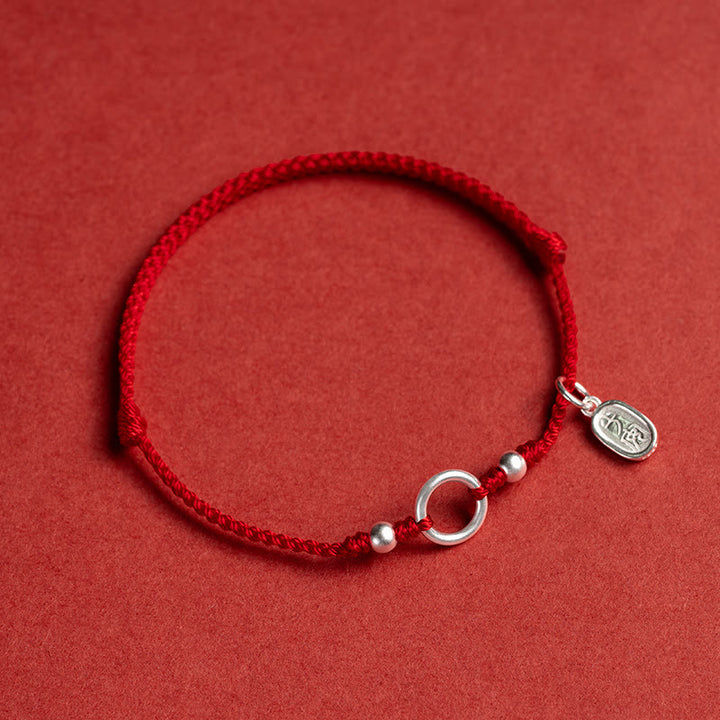 Bracelet en argent sterling 925 avec Buddha Stones et cordon rouge porte-bonheur, paix, joie, lotus, paix
