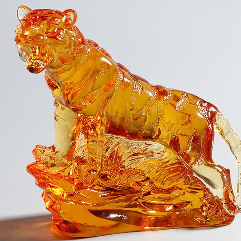 Pièce d'art en cristal de tigre Liuli faite à la main, protection de la décoration de la maison - image 11