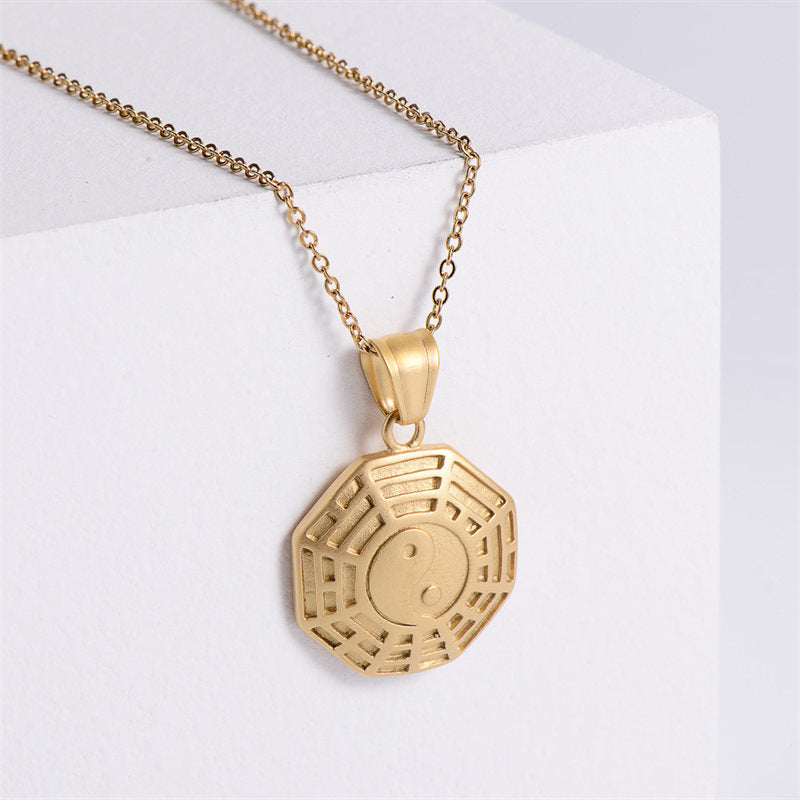 Collier pendentif en acier titane Bagua Yin Yang Balance - image 2