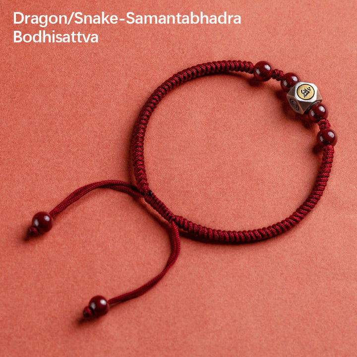 Bracelet Buddha Stones de Bouddha et Signes du Zodiaque Chinois Natal Bouddha Cinabre - Dragon/Serpent-Samantabhadra Bodhisattva - Rouge (tour de poignet 14-18 cm) - image 15