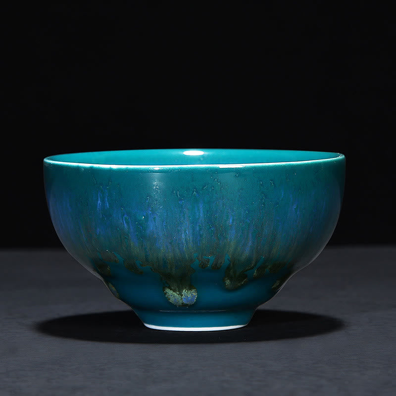 Tasse à thé en céramique avec changement de glaçure au four chinois Jianzhan, Buddha Stones , tasse à thé Tenmoku Kung Fu