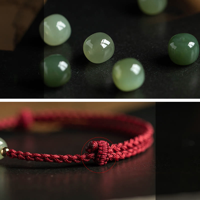 Bracelet en corde porte-bonheur en jade Hetian Buddha Stones et cinabre naturel, signe du zodiaque chinois