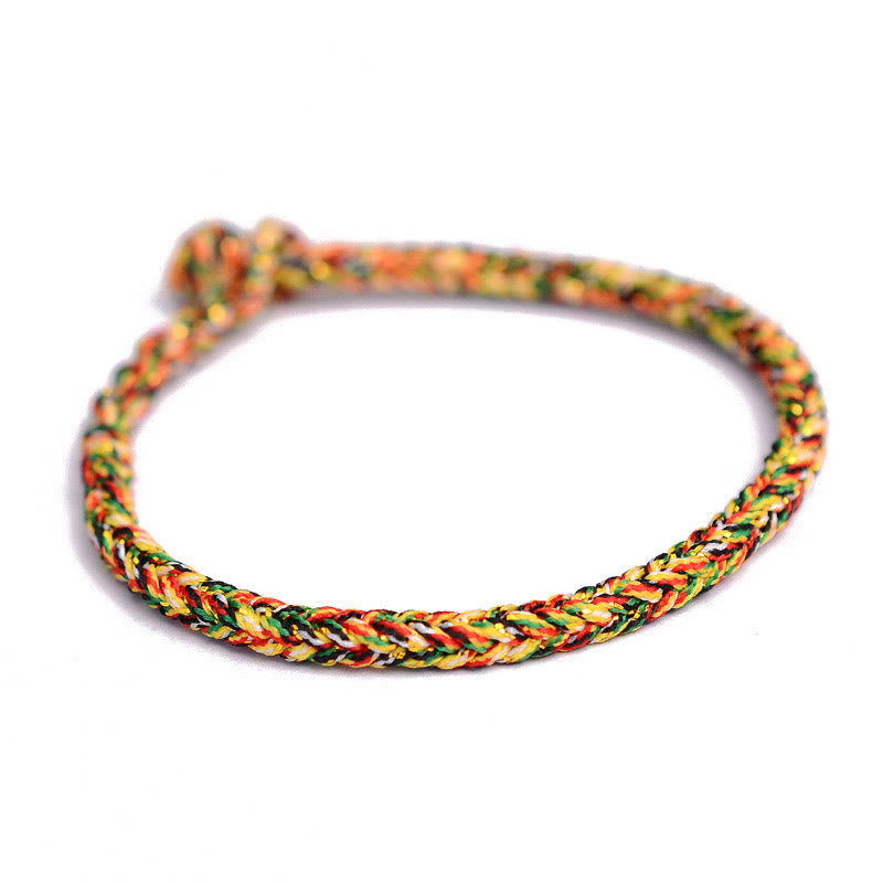 Bracelet tibétain en corde tressée à huit fils avec nœud de paix et protection fait main en Buddha Stones