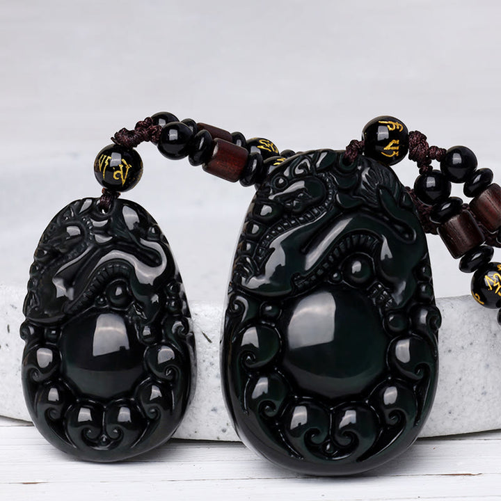 Collier PiXiu en obsidienne arc-en-ciel positive tibétaine avec Buddha Stones - image 7