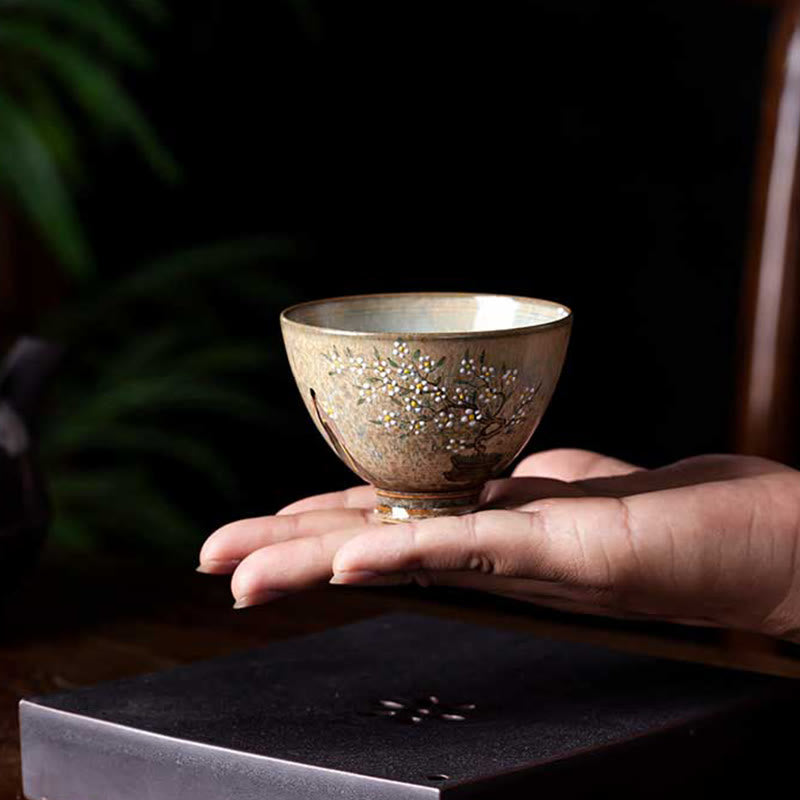 Buddha Stones Jingdezhen peintes à la main en porcelaine au four Ru Hanfu Girl Flower Ceramic Teacup Kung Fu Tea Cups